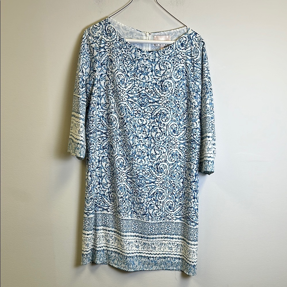 Skies are Blue Women’s Small Blue and White Patterned Dress